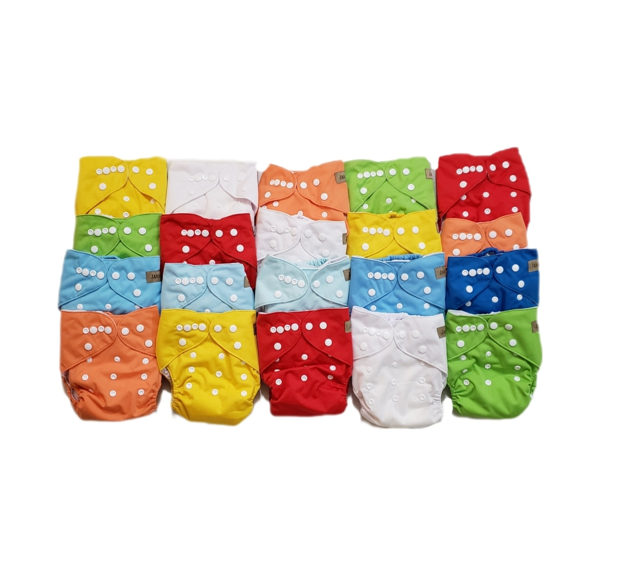 JANAFEBABY 20 Pack Adjustable Reusable Cloth Diapers with Bamboo Inserts