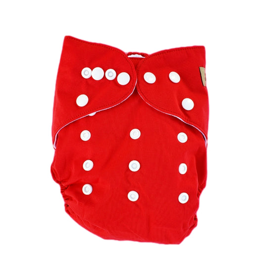 Janafebaby Single Red Cloth Diaper with Four Layer Bamboo Insert