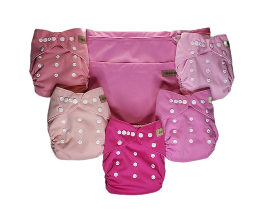 Janafébaby 5 Pack Baby Cloth Diapers Pink