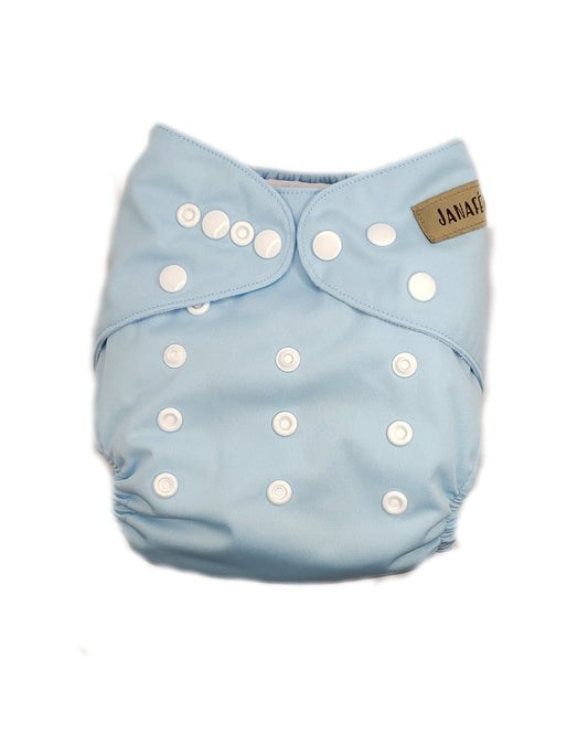 Couche en tissu bleu simple Janafébaby avec insert en bambou à quatre épaisseurs