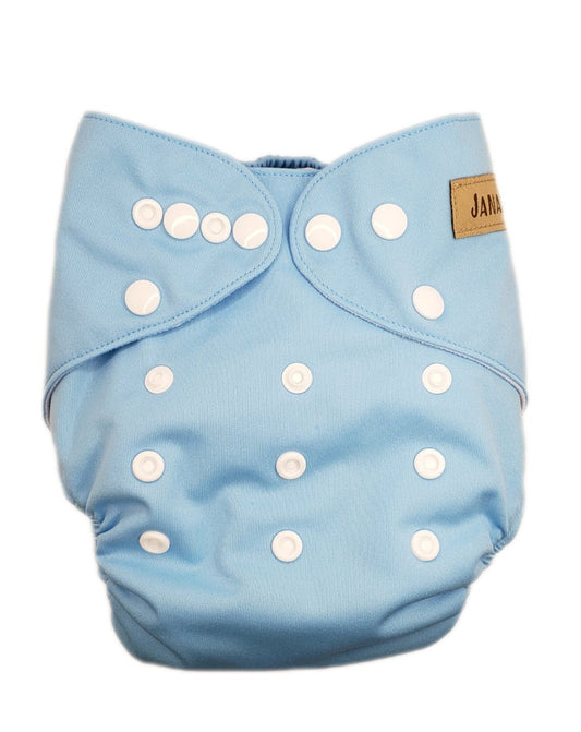 Couche en tissu bleu simple Janafébaby avec insert à quatre épaisseurs