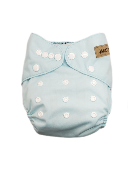 Couche en tissu bleu simple Janafébaby avec insert en bambou à quatre épaisseurs