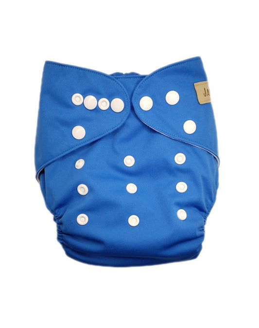 Couche en tissu bleu simple Janafébaby avec insert en bambou à quatre épaisseurs