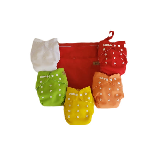 Janafébaby 5 Pack Baby Cloth Diapers Rainbow with Red Bag